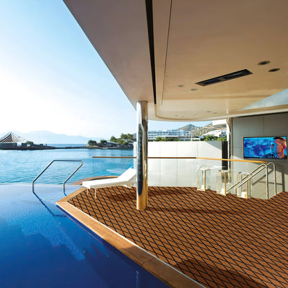 Non-Slip Waterproof Boat Decking Sheet with Self-Adhesive Backing-Brown