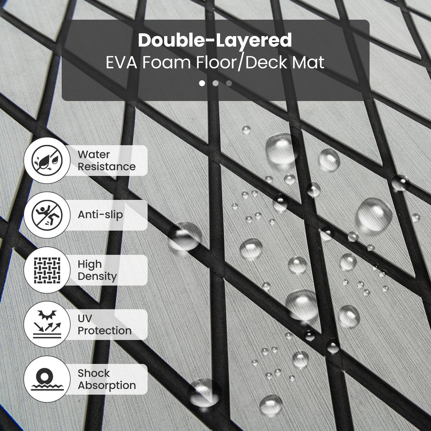 Non-Slip Waterproof Boat Decking Sheet with Self-Adhesive Backing-Grey