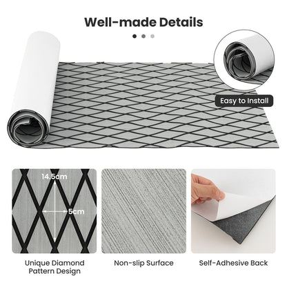 Non-Slip Waterproof Boat Decking Sheet with Self-Adhesive Backing-Grey