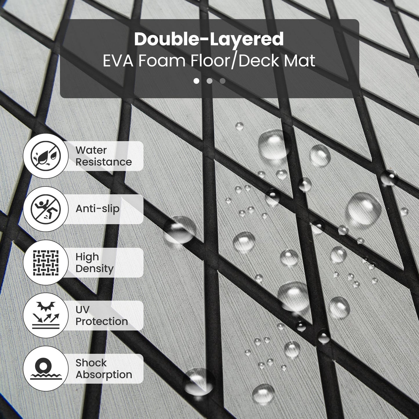 Non-Slip Waterproof Boat Decking Sheet with Self-Adhesive Backing-Grey