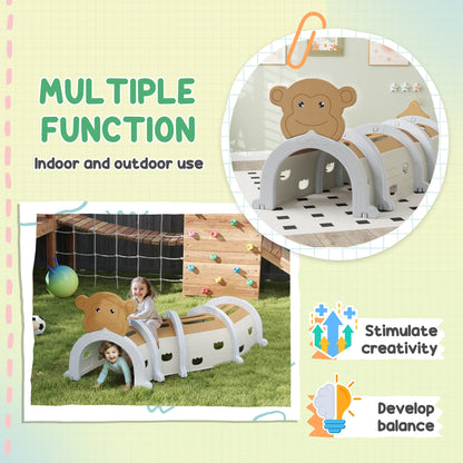 Tunel do zabawy dla dzieci AIYAPLAY Monkey-Design do raczkowania i wspinaczki, dla dzieci w wieku 3-6 lat, brązowy