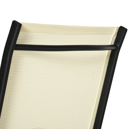 Outsunny Set of Six Folding Garden Chairs - Beige