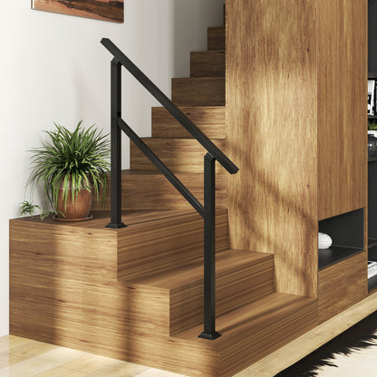 Handrail for Outdoor Steps Fits 0-2/3/4/5/6 Steps with Flexible Angle Adjustment-3 step