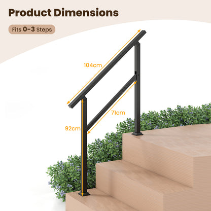Handrail for Outdoor Steps Fits 0-2/3/4/5/6 Steps with Flexible Angle Adjustment-3 step