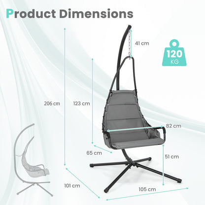 Hammock Swing Chair with Extra Large Padded Seat-Grey