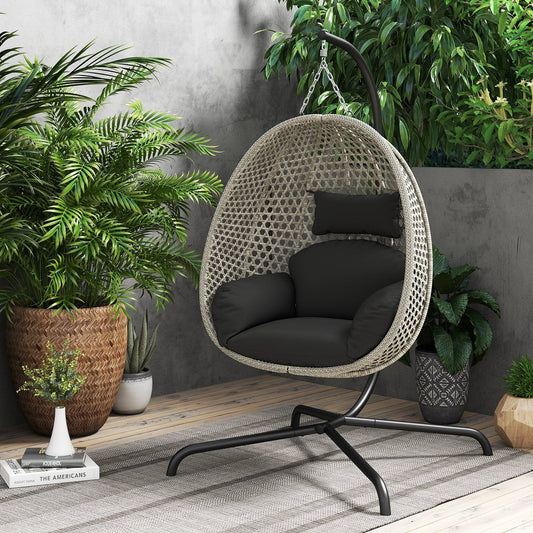 Hanging Egg Chair with Stand and Cushion