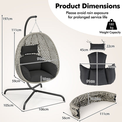 Hanging Egg Chair with Stand and Cushion