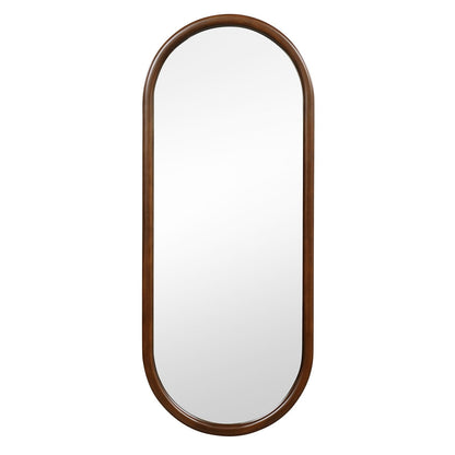 Hanging Mirror Full Length Mirror Wood Frame Wall-Mounted Mirror-Walnut