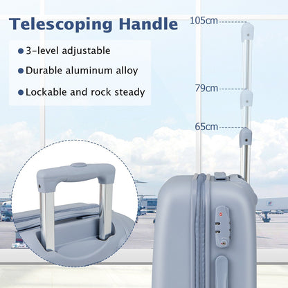 Hardside Luggage with Spinner Wheels, TSA Lock and Height Adjustable Handle-Blue