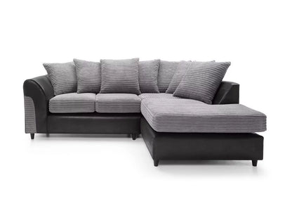 Narożna sofa Spencer Cord Fabric - prawe ramię, czarna