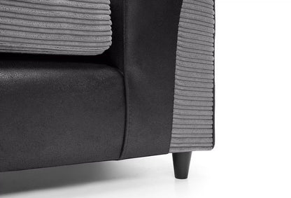 Harley Cord Fabric Corner Sofa - Black-Left Facing