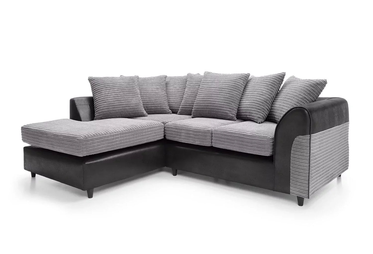 Harley Cord Fabric Corner Sofa - Black-Left Facing