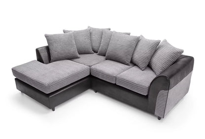 Harley Cord Fabric Corner Sofa - Black-Left Facing