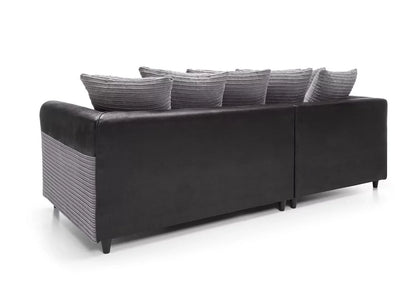 Harley Cord Fabric Corner Sofa - Black-Left Facing