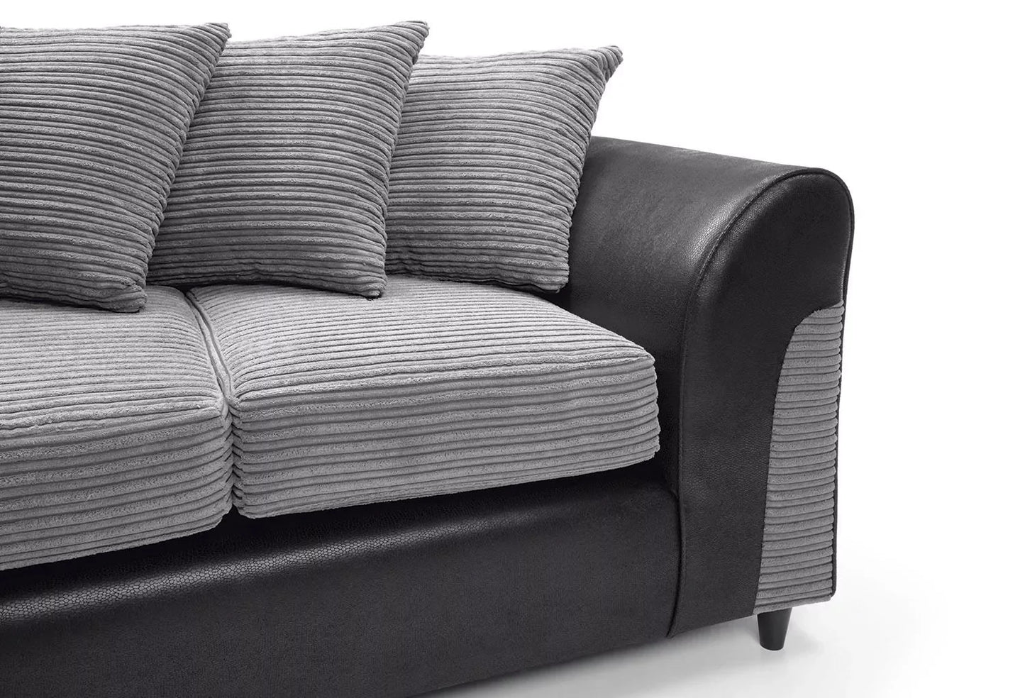 Harley Cord Fabric Corner Sofa - Black-Left Facing