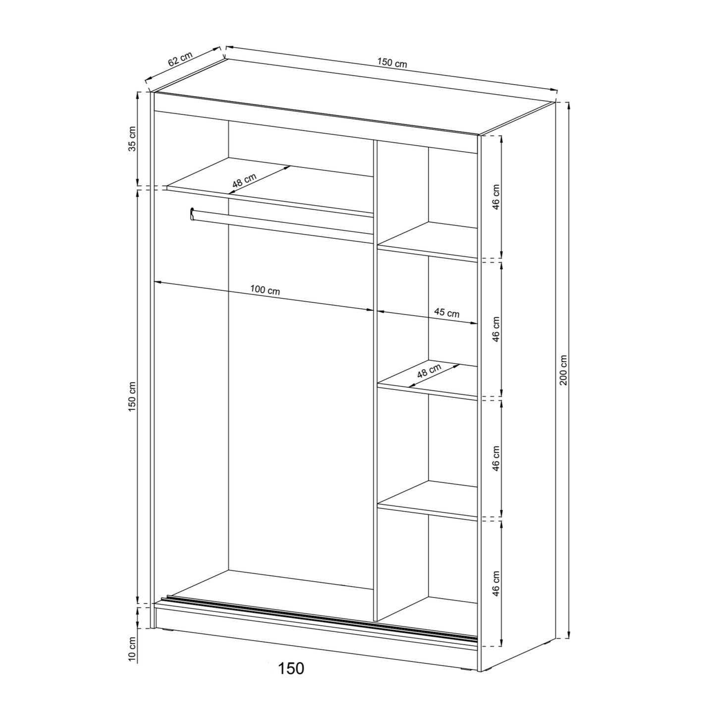 Wiki Sliding Door Wardrobe 150cm