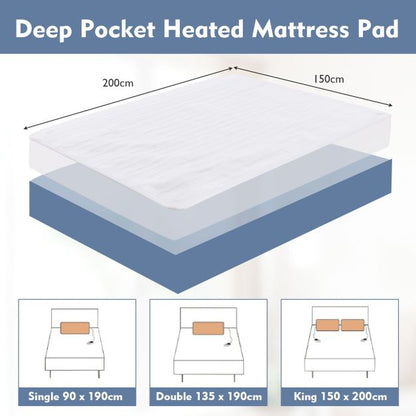 Heated Mattress Pad with 8 Temp Settings and Timing Function-L