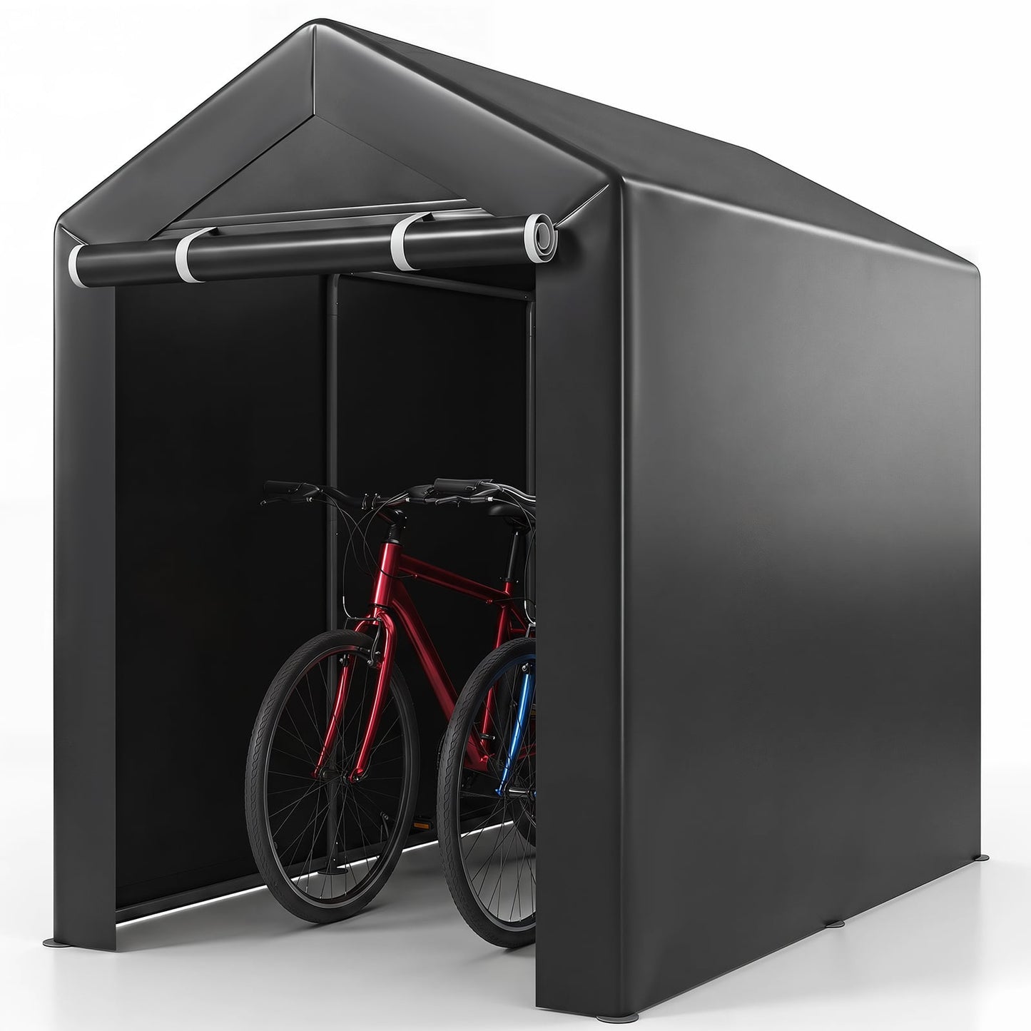 Heavy-Duty Portable Storage Shed with Roll-up Zipper Door and Sun-Protective Canopy-M