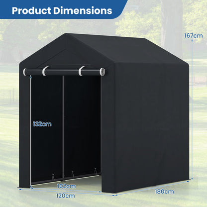 Heavy-Duty Portable Storage Shed with Roll-up Zipper Door and Sun-Protective Canopy-M
