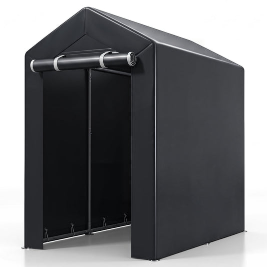 Heavy-Duty Portable Storage Shed with Roll-up Zipper Door and Sun-Protective Canopy-S