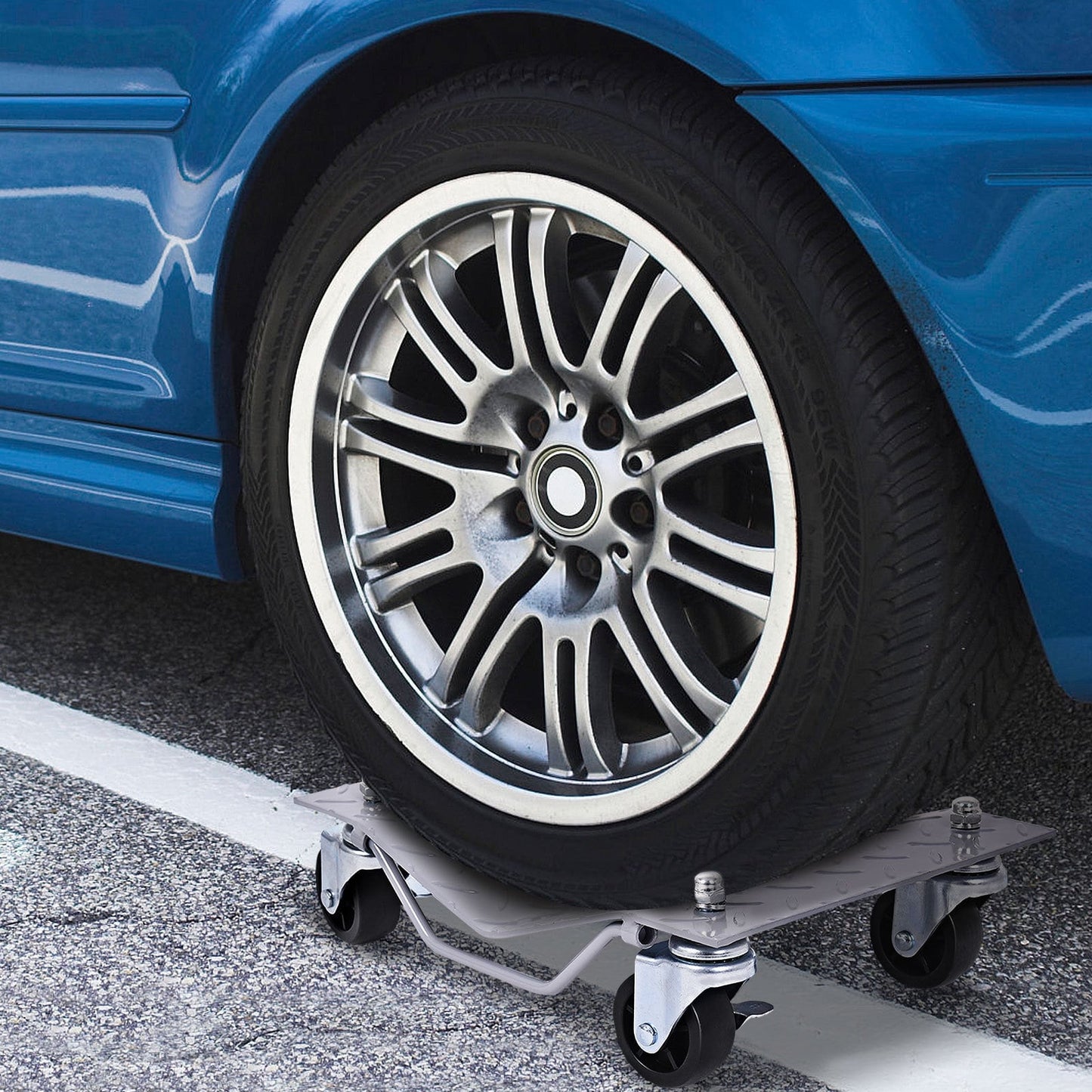 Heavy Duty Steel Tire Skates with Handle and Lockable Casters for Cars Trucks-2 Pack