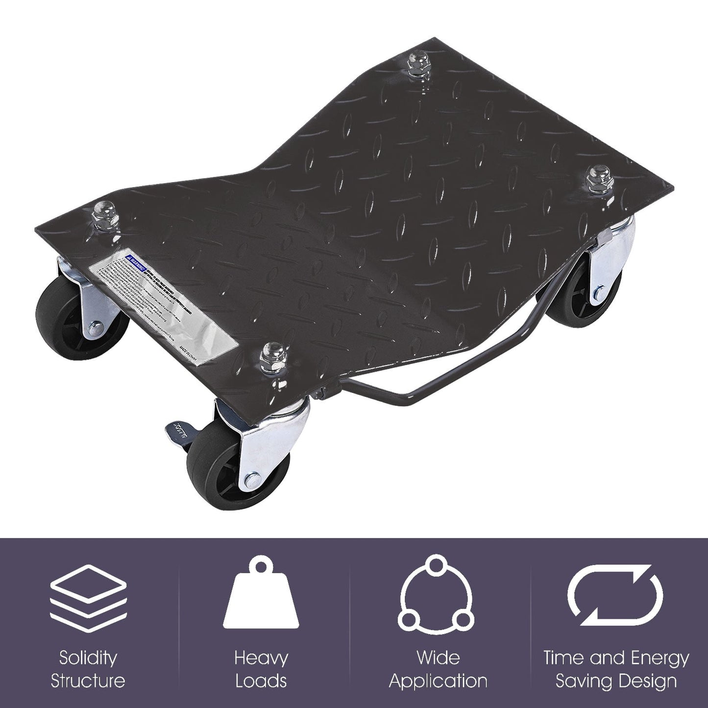 Heavy Duty Steel Tire Skates with Lockable Casters and Handle for Cars Trucks-4 Pack