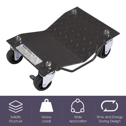 Heavy Duty Steel Tire Skates with Lockable Casters and Handle for Cars Trucks-4 Pack