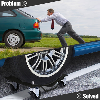 Heavy Duty Steel Tire Skates with Lockable Casters and Handle for Cars Trucks-4 Pack