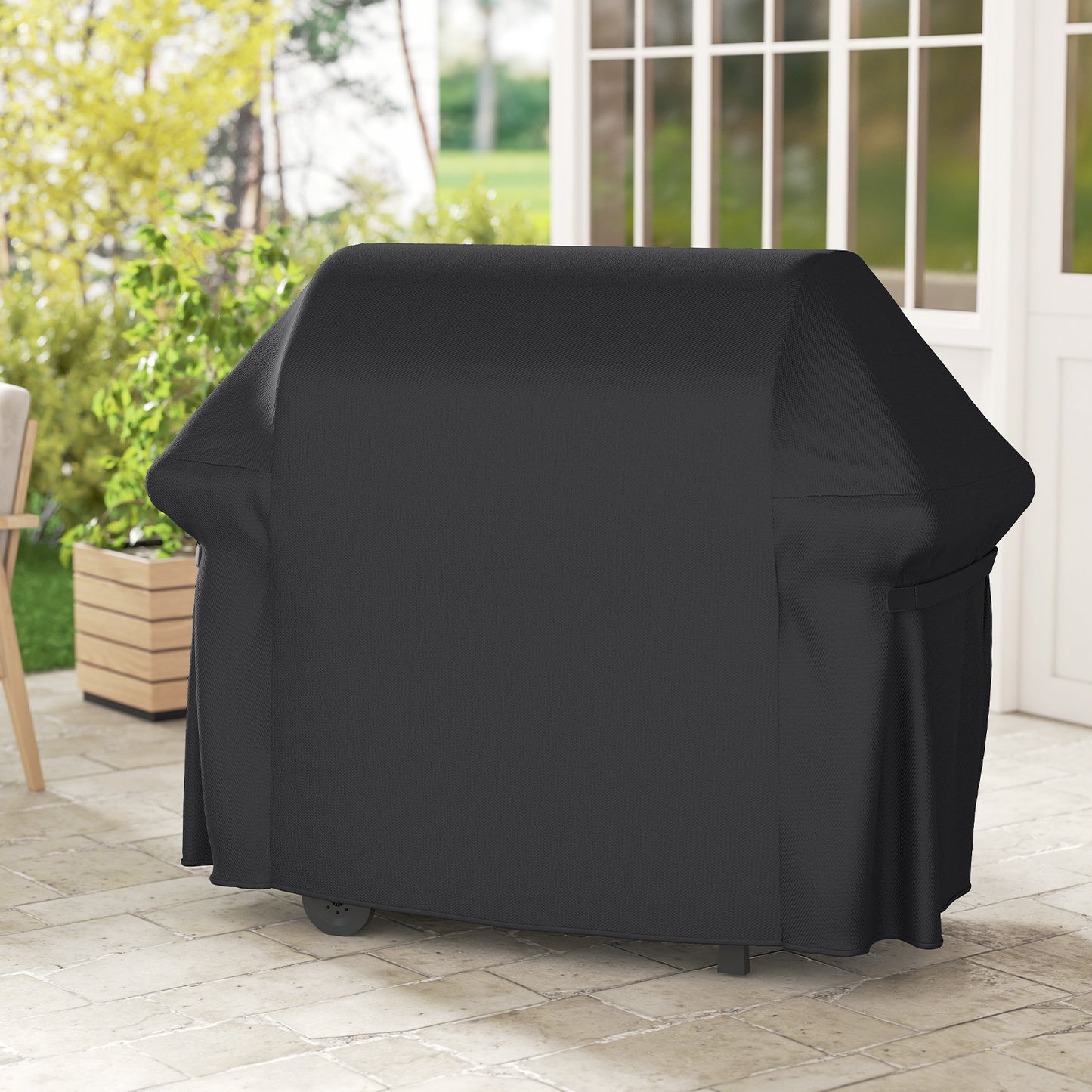Heavy Duty Waterproof Grill Cover  with Dual Handles-Black