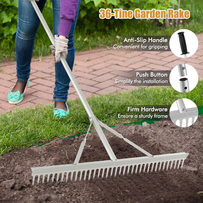 Heavy-Duty Aluminum Landscape Rake with 91 cm Wide Rake Head