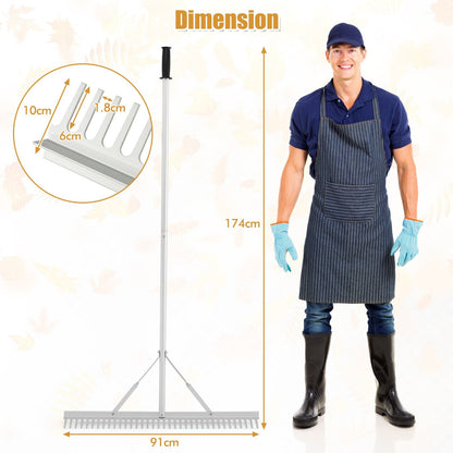 Heavy-Duty Aluminum Landscape Rake with 91 cm Wide Rake Head