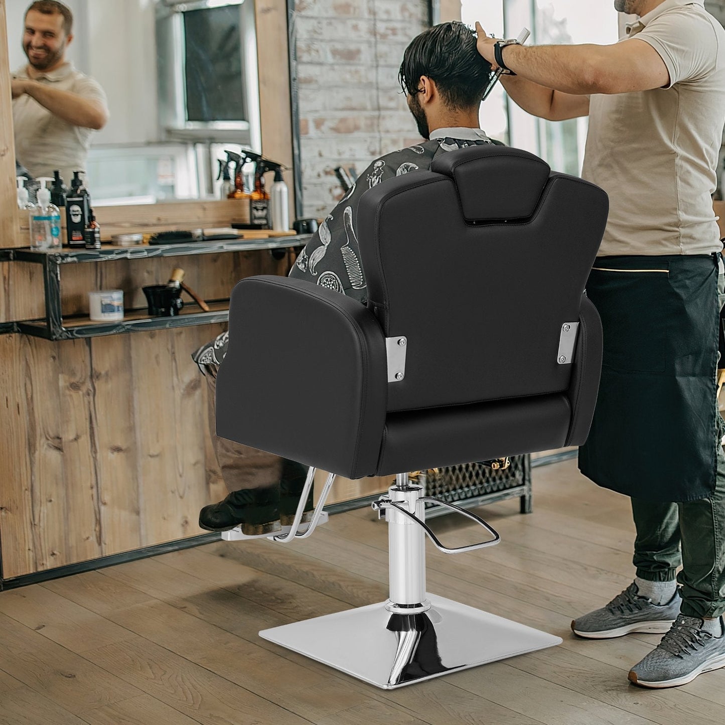 Heavy Duty Hydraulic Barber Chair Salon Chair with 360 Degrees Swivel-Black
