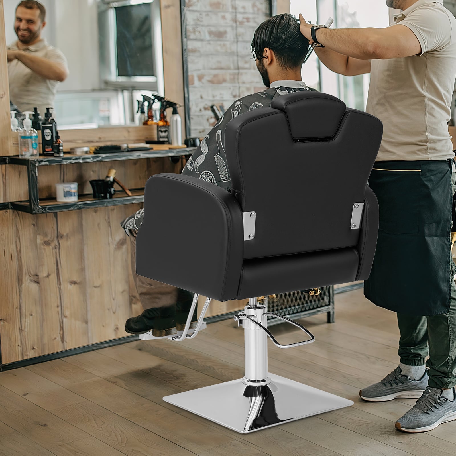 Heavy Duty Hydraulic Barber Chair Salon Chair with 360 Degrees Swivel-Black