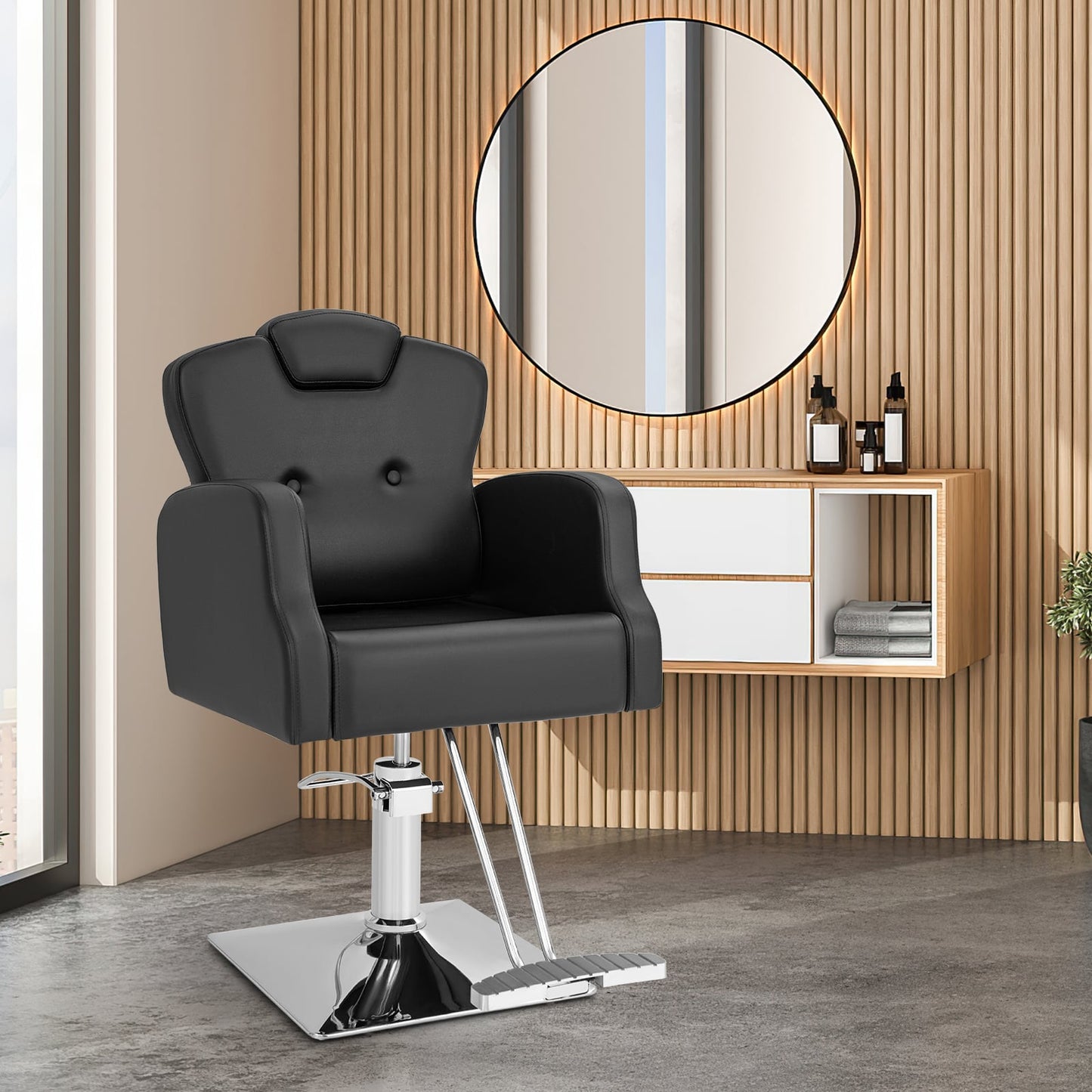 Heavy Duty Hydraulic Barber Chair Salon Chair with 360 Degrees Swivel-Black
