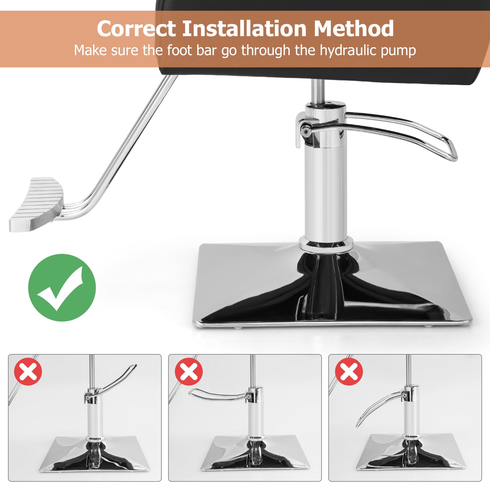 Heavy Duty Hydraulic Barber Chair Salon Chair with 360 Degrees Swivel-Black