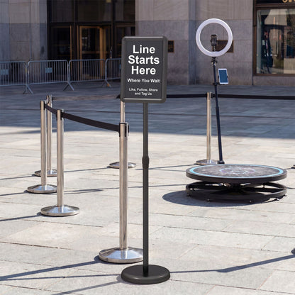 Height Adjustable Sign Holder Stand with Snap-Open Frame-Black