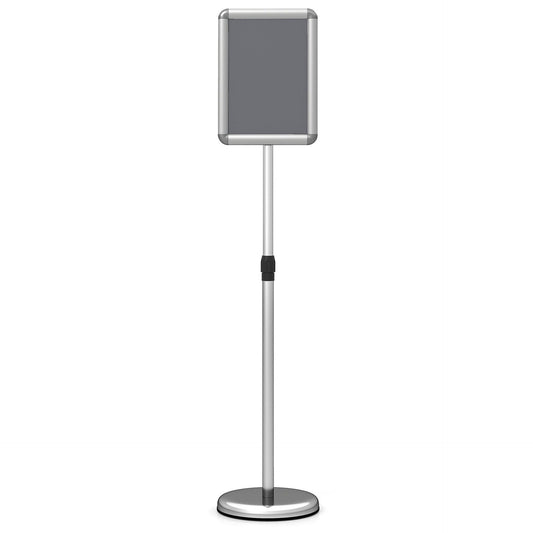 Height Adjustable Sign Holder Stand with Snap-Open Frame-Silver