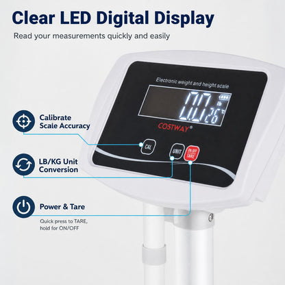 Height and Weight Scale with 180 kg Capacity and 75-203 cm Measurement
