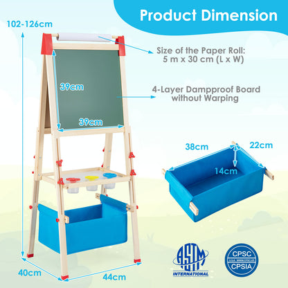 Adjustable Double Sided Kids Wooden Art Easel