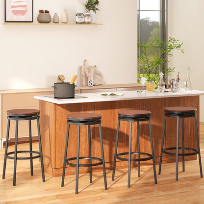 360° Swivel Bar Stools Set of 2 Height Adjustable Kitchen Stools for Kitchen Island-Brown