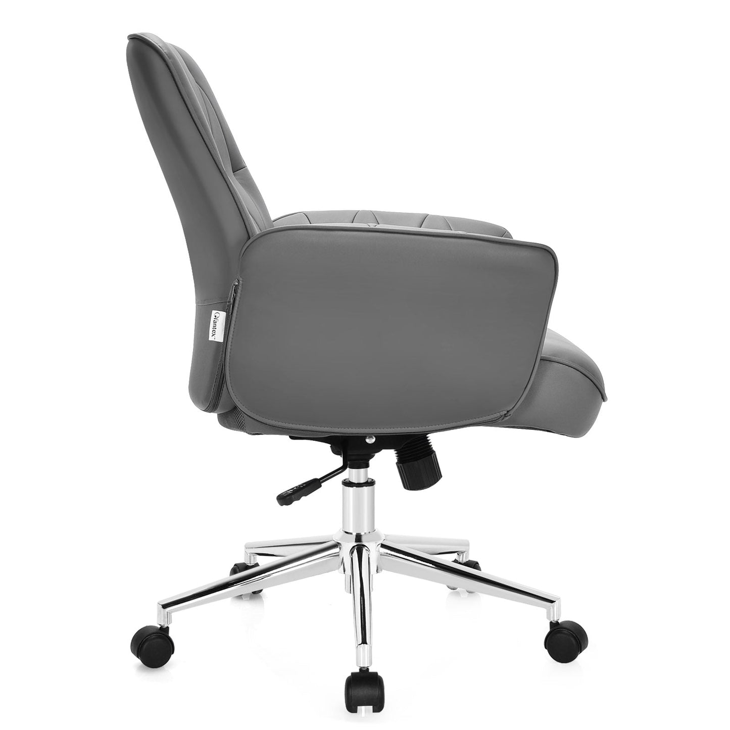 Adjustable Swivel PU Leather Office Chair with Rocking Function-Grey