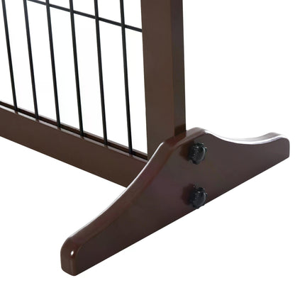 PawHut Freestanding Dog Gate 3 Panel Safety Pet Barrier Foldable w/ Support Feet Brown 185 x71 cm