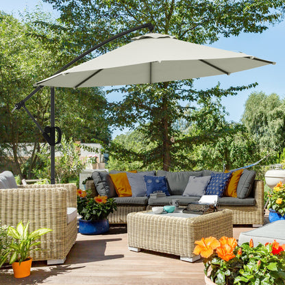Outsunny 3(m) Parasol typu Offset Cantilever z podstawą w kształcie krzyża - kremowy