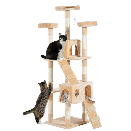 PawHut Cat Tree Scratching House, Activity Play Centre