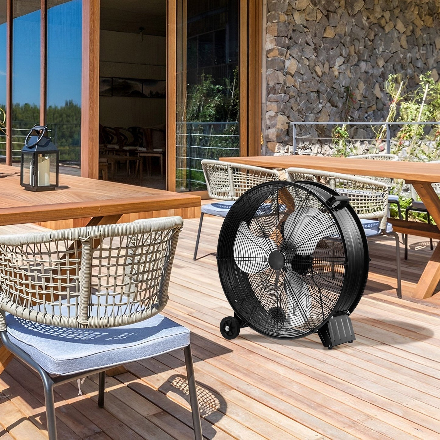 24 Inch High-Velocity Industrial Floor Fan with Wheels and Handle