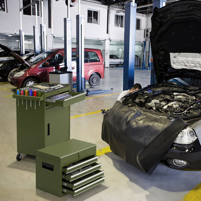High Capacity Tool Storage Cabinet with Lockable Wheels-Dark Green