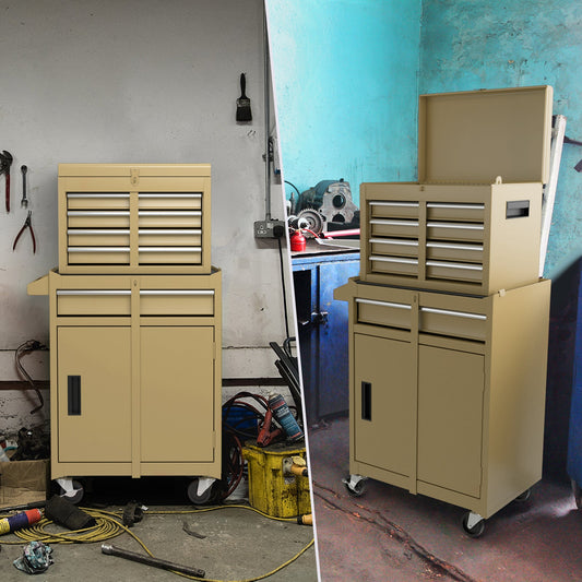 High Capacity Tool Storage Cabinet with Lockable Wheels-Yellow