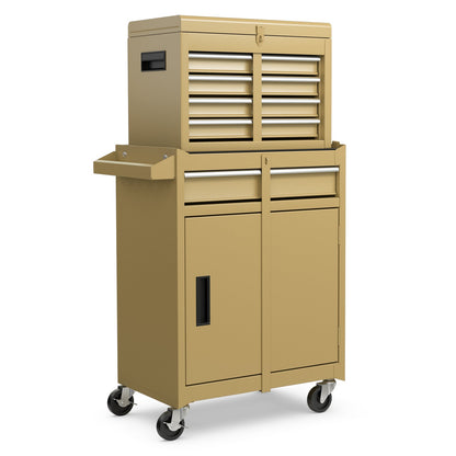 High Capacity Tool Storage Cabinet with Lockable Wheels-Yellow