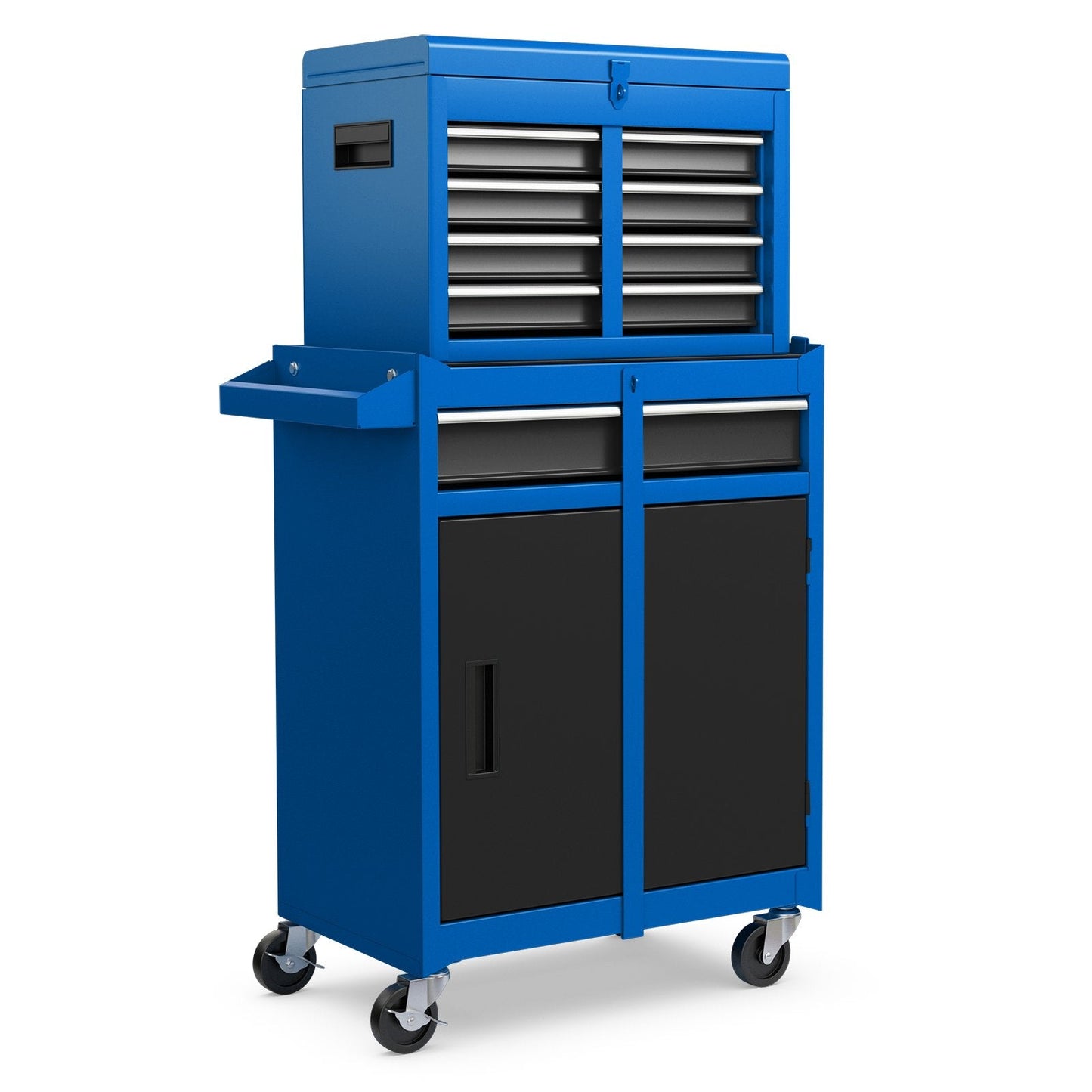High Capacity Tool Storage Cabinet with Lockable Wheels-Blue
