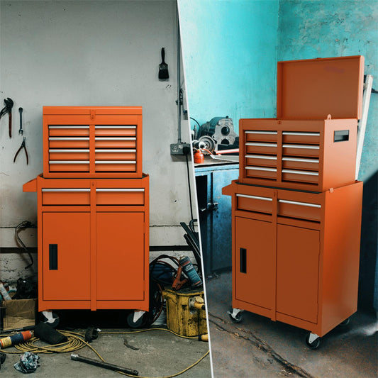 High Capacity Tool Storage Cabinet with Lockable Wheels-Orange